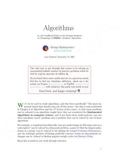 Algorithms, or the Unofficial Guide to the Georgia Institute of Technology's CS6515: Graduate Algorithms