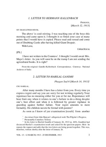 The Complete Works of Mahatma Gandhi Volume 13