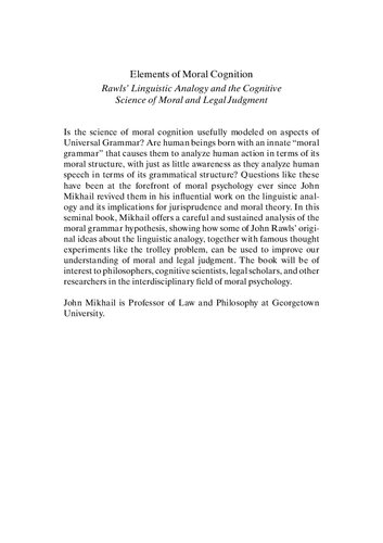 Elements of Moral Cognition