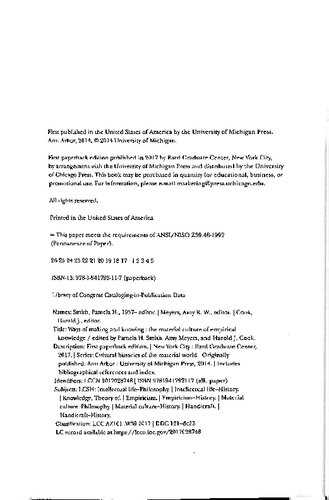 Ways of Making and Knowing: The Material Culture of Empirical Knowledge (Bard Graduate Center - Cultural Histories of the Material World)