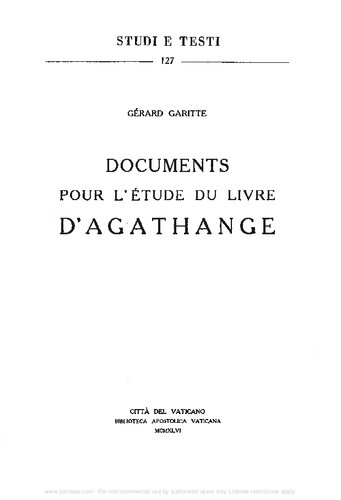 Documents pour l'étude du livre d'Agathange