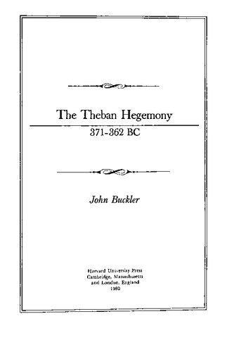 The Theban Hegemony, 371-362 BC