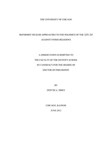 Muslim Reformist Polemics Of Quran against the Other Religiona PhD Thesis