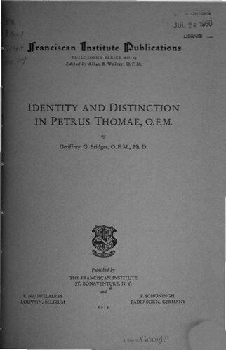 Identity and Distinction in Petrus Thomae, O.F.M.