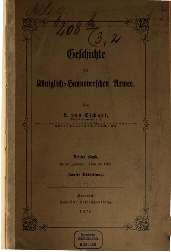 Geschichte der Königlich-Hannoverschen Armee / 1756 bis 1789