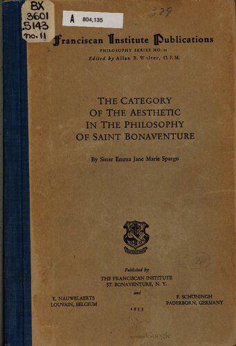 The Category of the Aesthetic in the Philosophy of Saint Bonaventure