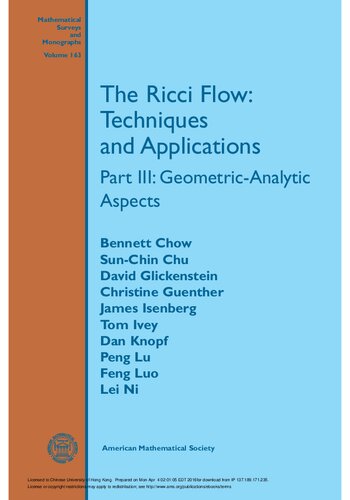 [Part III: Geometric-Analytic Aspects] The Ricci Flow: Techniques and Applications