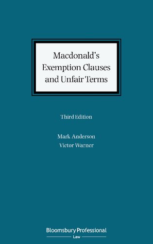 Macdonald’s Exemption Clauses and Unfair Terms