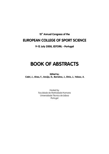 Book of abstracts : 13th annual congress of the European College of Sport Science