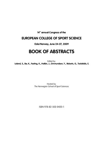 Book of abstracts : 14th annual congress of the European College of Sport Science