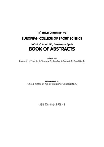 Book of abstracts : 18th annual congress of the European College of Sport Science