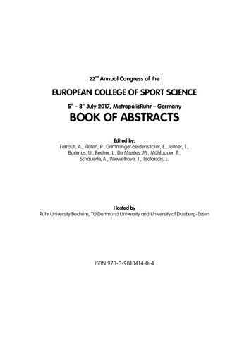 Book of abstracts : 22th annual congress of the European College of Sport Science