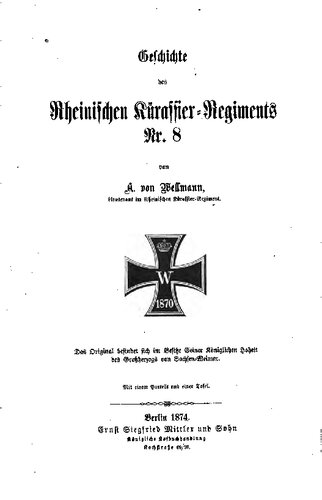 Geschichte des Rheinischen Kürassier-Regiments Nr. 8