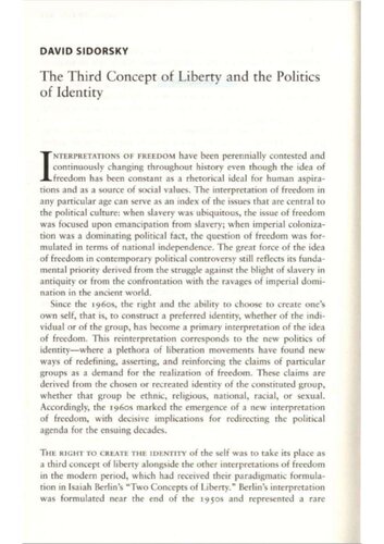 The Third Concept of Liberty and the Politics of Identity