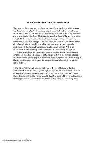 Anachronisms in the History of Mathematics: Essays on the Historical Interpretation of Mathematical Texts
