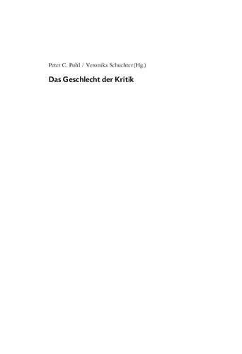 Das Geschlecht der Kritik. Studien zur Gegenwartsliteratur