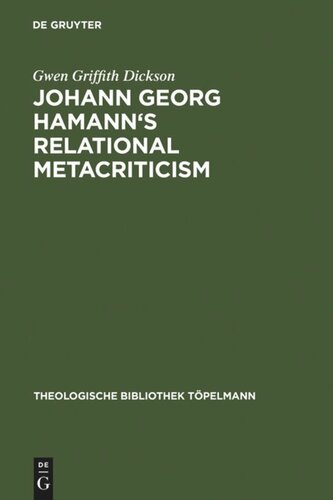 Johann Georg Hamann's Relational Metacriticism