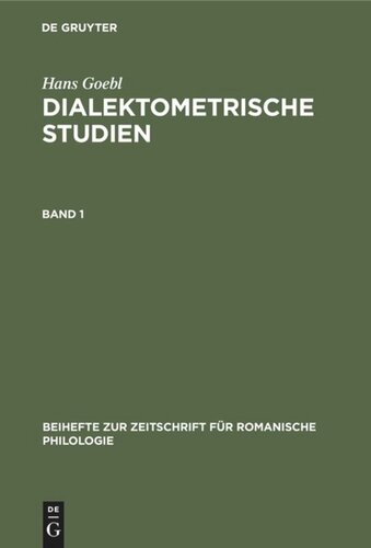 Dialektometrische Studien: Band 1