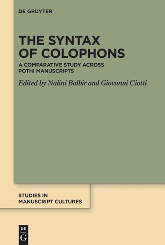 The Syntax of Colophons: A Comparative Study across Pothi Manuscripts