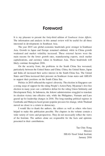 Southeast Asian Affairs 2016