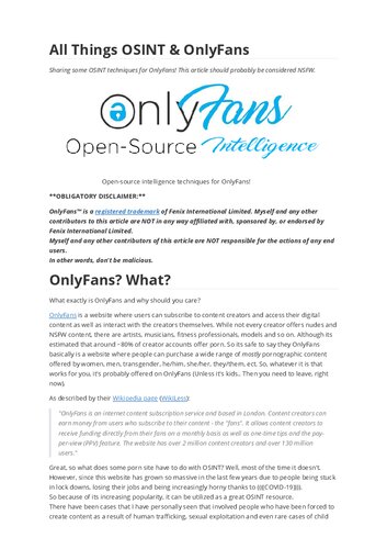 All Things OSINT and OnlyFans