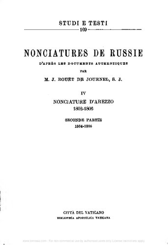 Nonciatures de Russie (rist. anast.). Nonciature d'Arezzo (1804-1806)