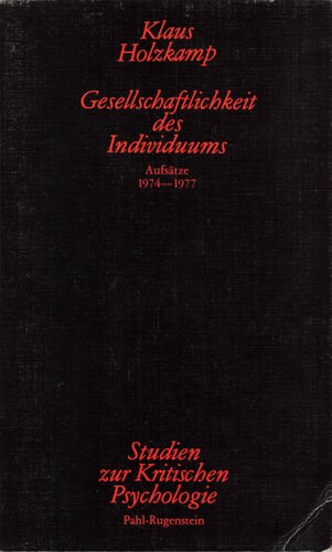 Gesellschaftlichkeit des Individuums: Aufsätze 1974-1977