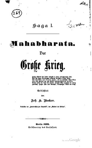 Johann H. Becker - Mahabharata. Der Grosse Krieg
