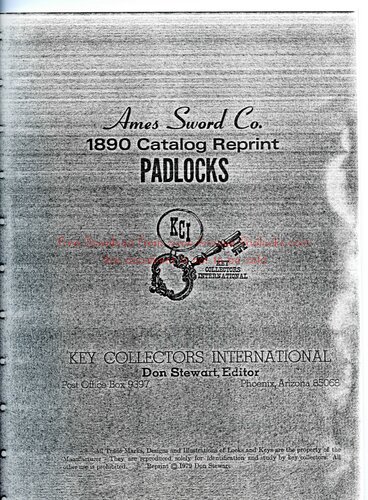 Ames Sword Co. 1890 Catalog Reprint: Padlocks