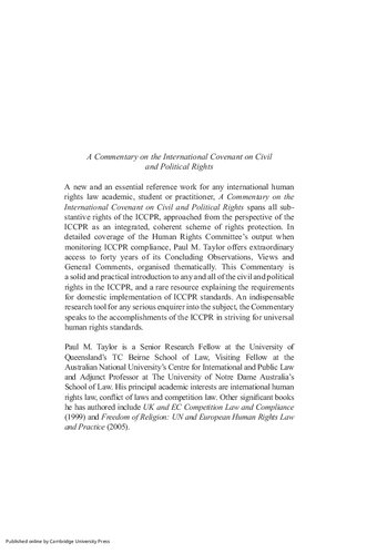 A Commentary on the International Covenant on Civil and Political Rights