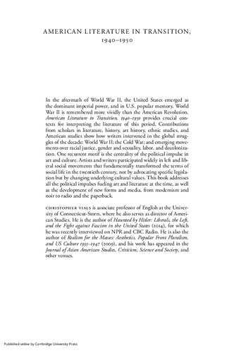 American Literature in Transition, 1940–1950