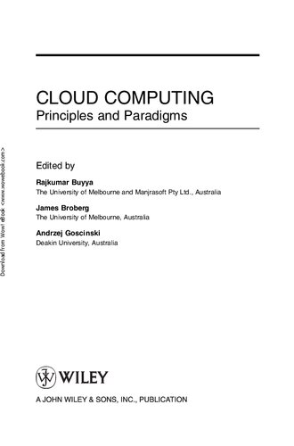 Cloud Computing. Principles and Paradigms