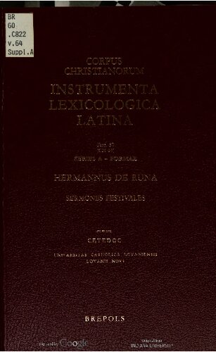 Hermannus de Runa, Sermones festivales ; curante CETEDOC (Series A, Formae) (Latin Edition)