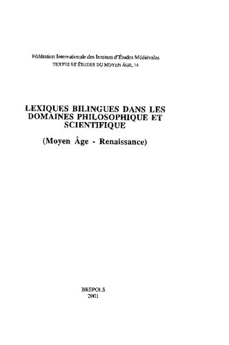 Lexiques bilingues dans les domaines philosophique et scientifique