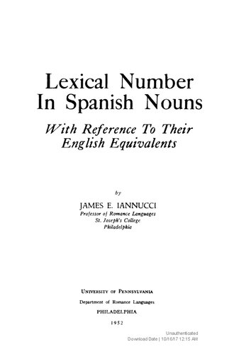 Lexical Numbers in Spanish Nouns