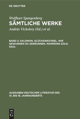 Sämtliche Werke: Band 2 Salomon. Glückswechsel. Wie gewunnen so zerrunnen. Mammons Sold. Saul