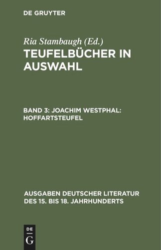 Teufelbücher in Auswahl: Band 3 Joachim Westphal: Hoffartsteufel