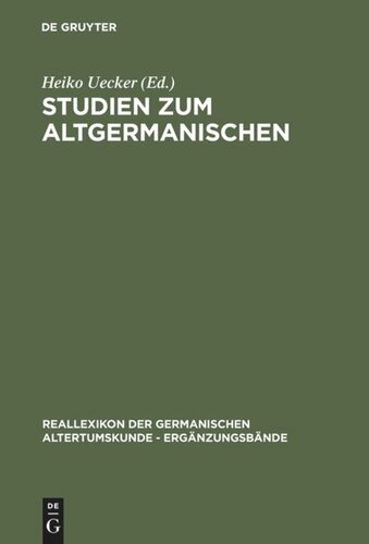 Studien zum Altgermanischen: Festschrift für Heinrich Beck