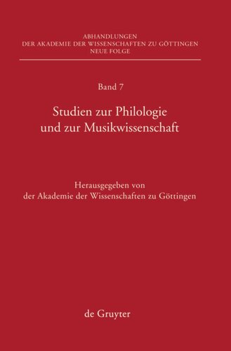 Studien zur Philologie und zur Musikwissenschaft