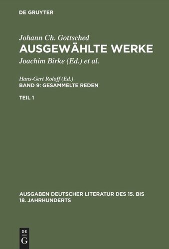 Ausgewählte Werke: Teil 1 Gesammelte Reden. 1. Teil