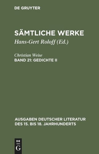 Sämtliche Werke: Band 21 Gedichte II