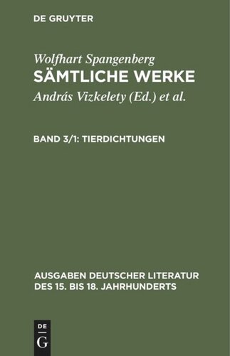 Sämtliche Werke: Band 3/1 Tierdichtungen