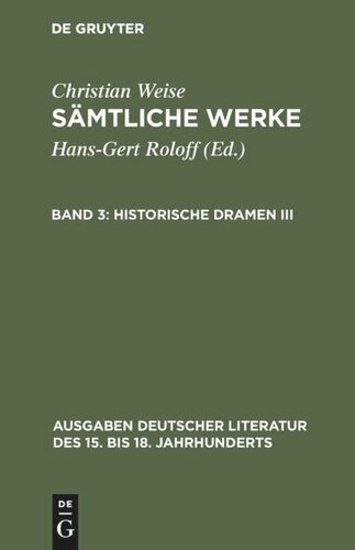 Sämtliche Werke: Band 3 Historische Dramen III
