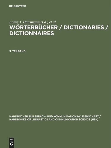 Wörterbücher / Dictionaries / Dictionnaires: 3. Teilband