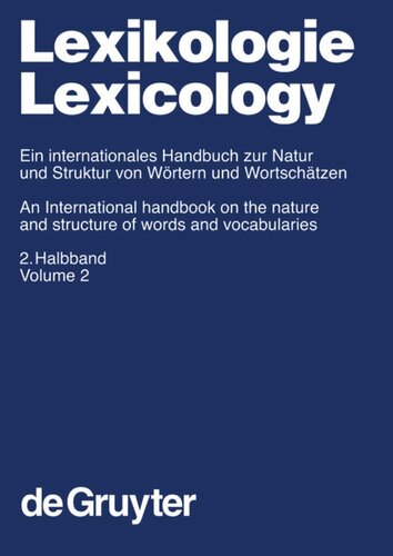 Lexikologie / Lexicology: 2. Halbband