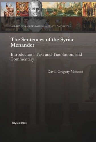 The Sentences of the Syriac Menander: Introduction, Text and Translation, and Commentary