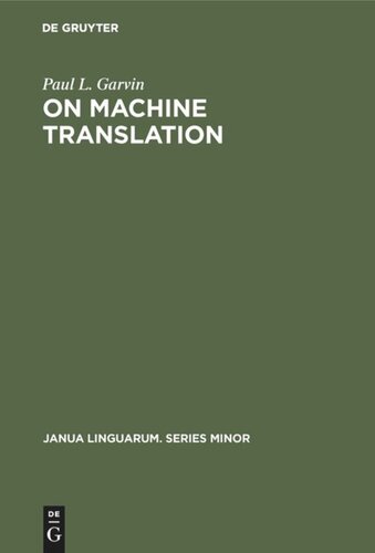 On Machine Translation: Selected Papers