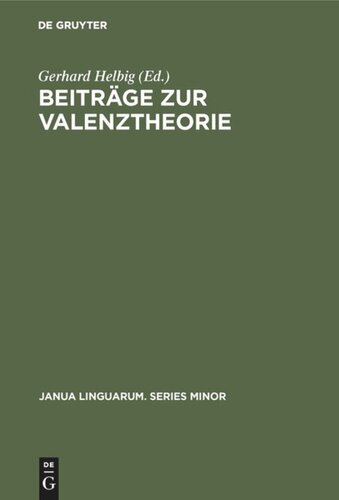 Beiträge zur Valenztheorie