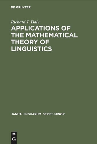Applications of the Mathematical Theory of Linguistics