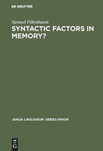 Syntactic factors in memory?